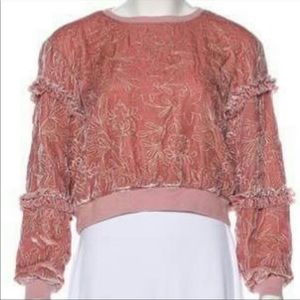 Cinq A Sept Pink Velvet Silk Top